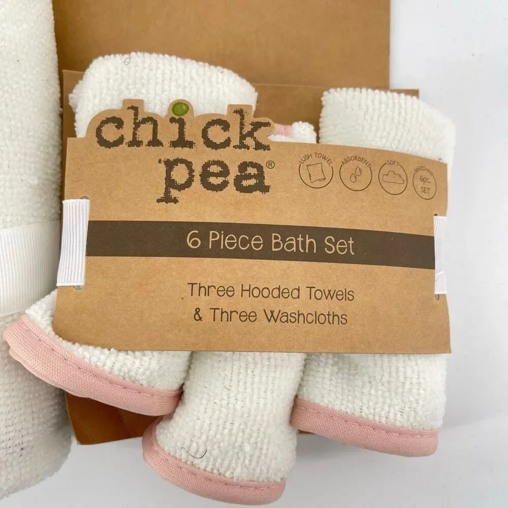 Chick Pea Baby 4-Piece Hooded Towel Washcloth Bath Set Floral New